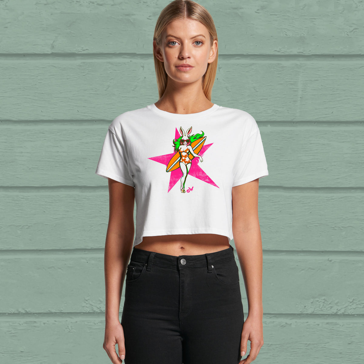 Surf Starlet Crop Top, white