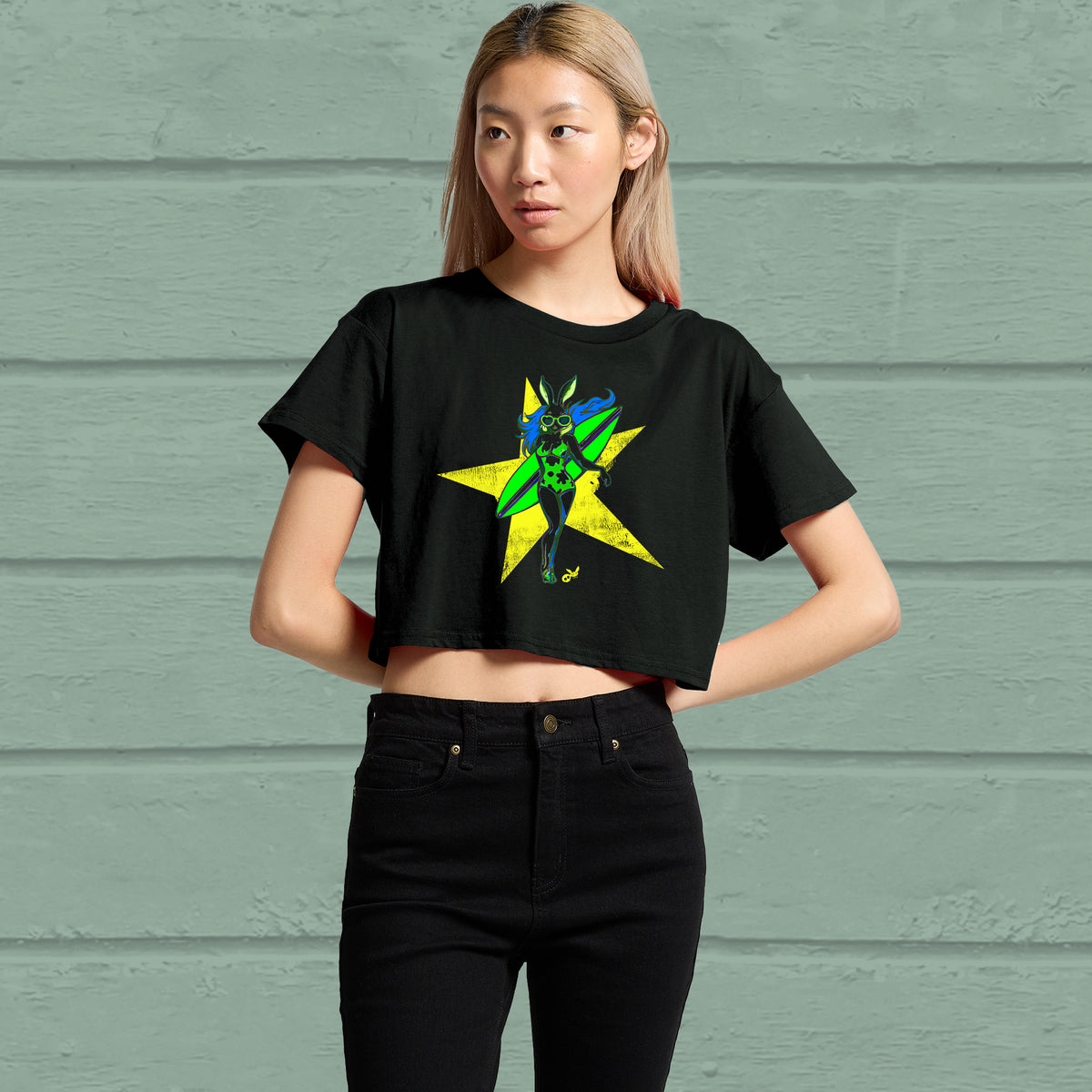 Surf Starlet Crop Top, black