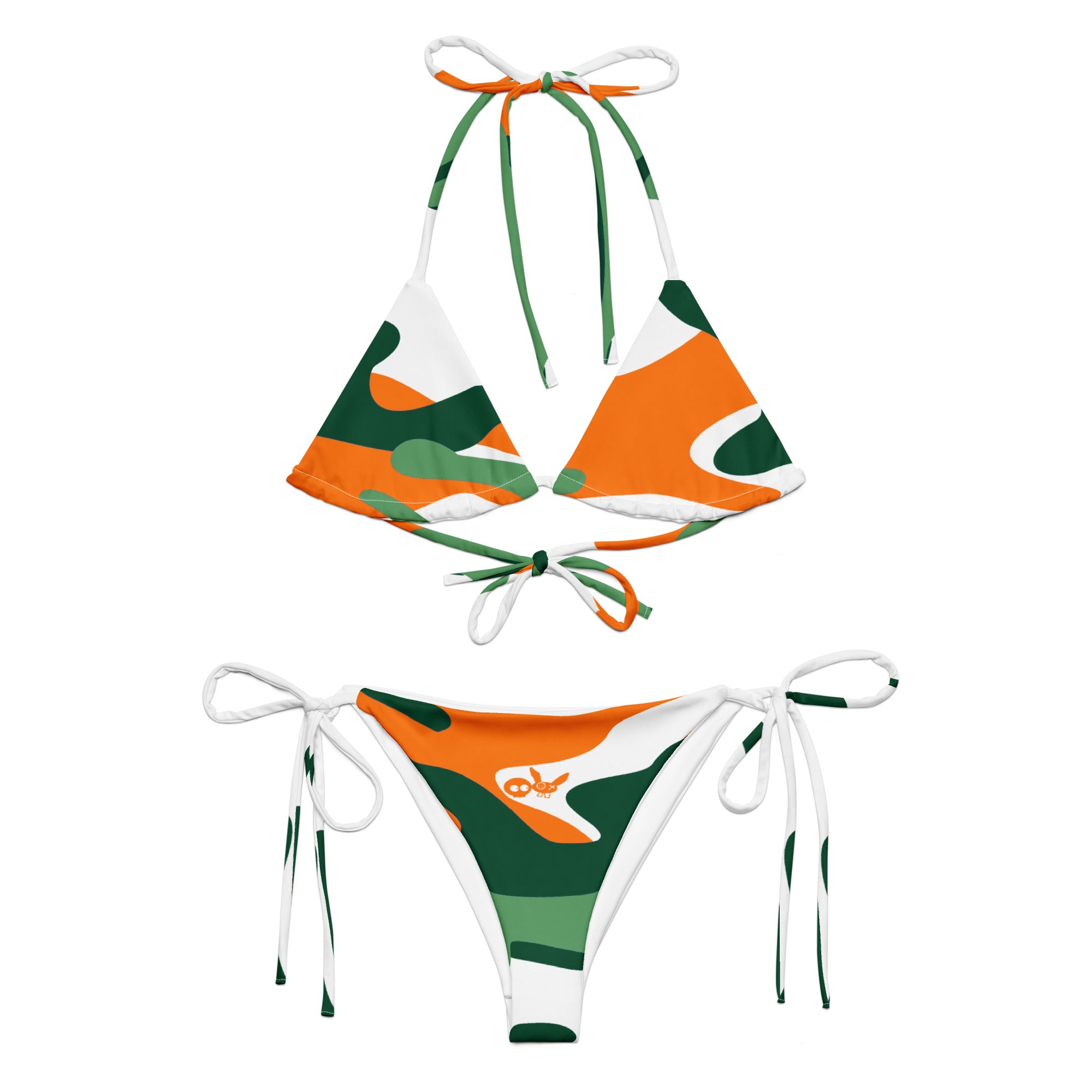 Camo-Splash String Bikini, White/Orange/Light Green/Forest - morbid mates