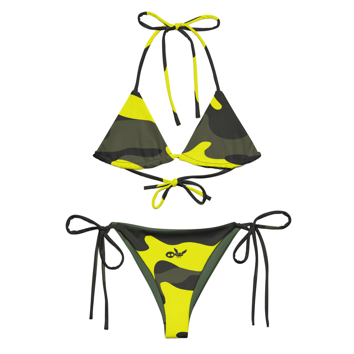 Camo-Splash String Bikini, Green/Yellow