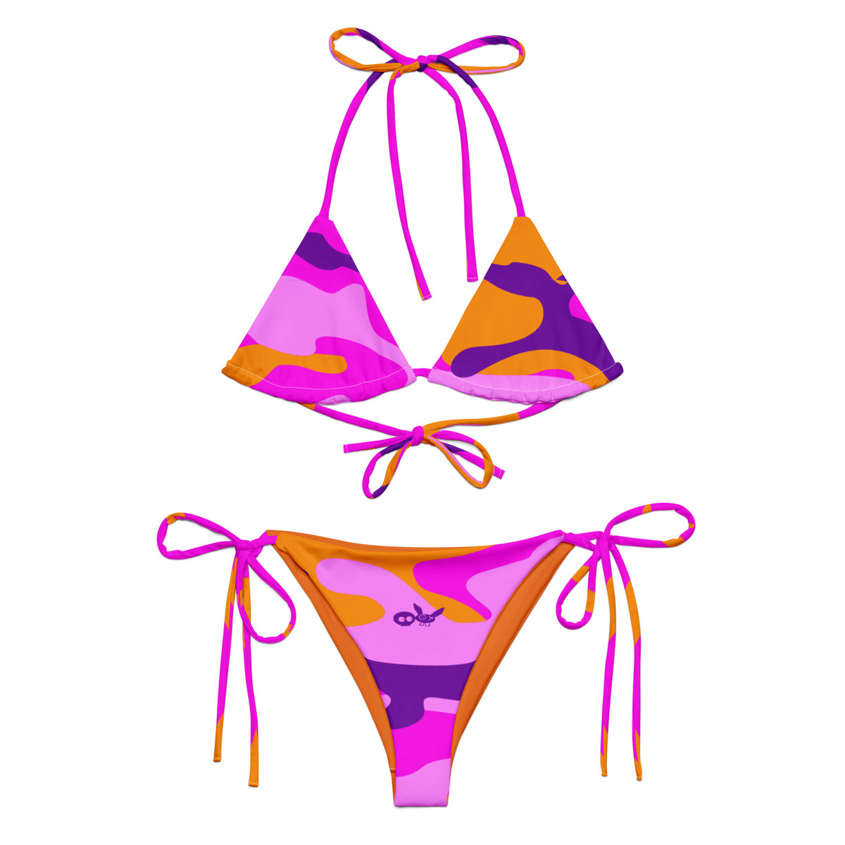 Camo-Splash String Bikini, Ping/Purple/Orange