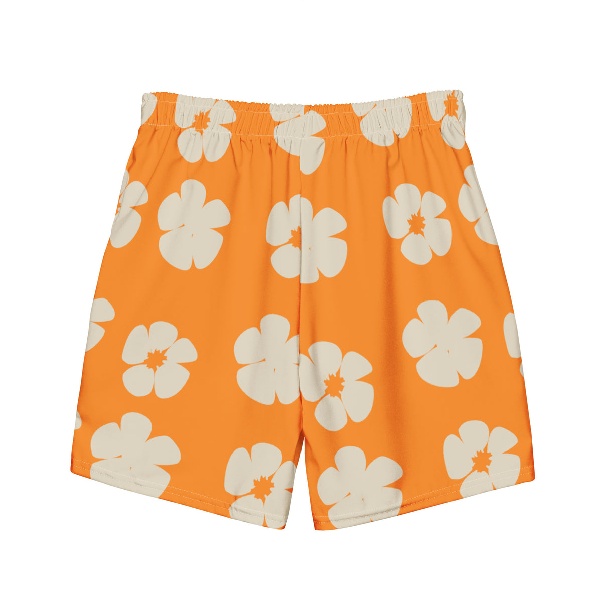Swim &amp; Leisure Shorts, Hibiscus Flowers, orange/creme
