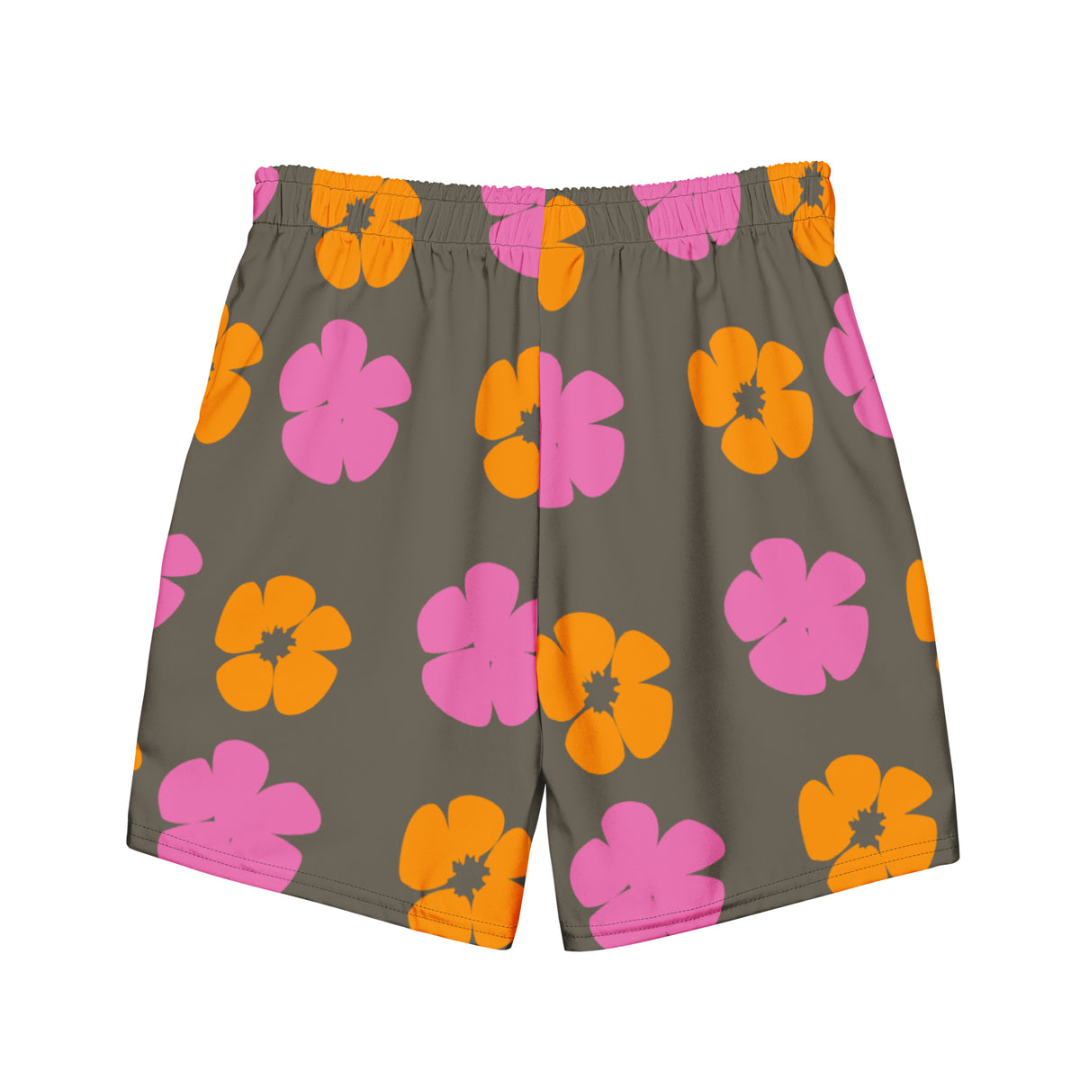 Swim &amp; Leisure Shorts, Hibiscus Flowers olive/pink/orange