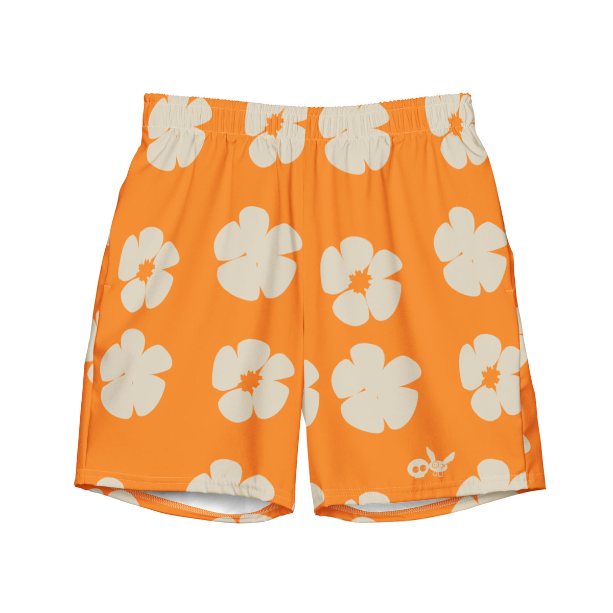 Swim &amp; Leisure Shorts, Hibiscus Flowers, orange/creme