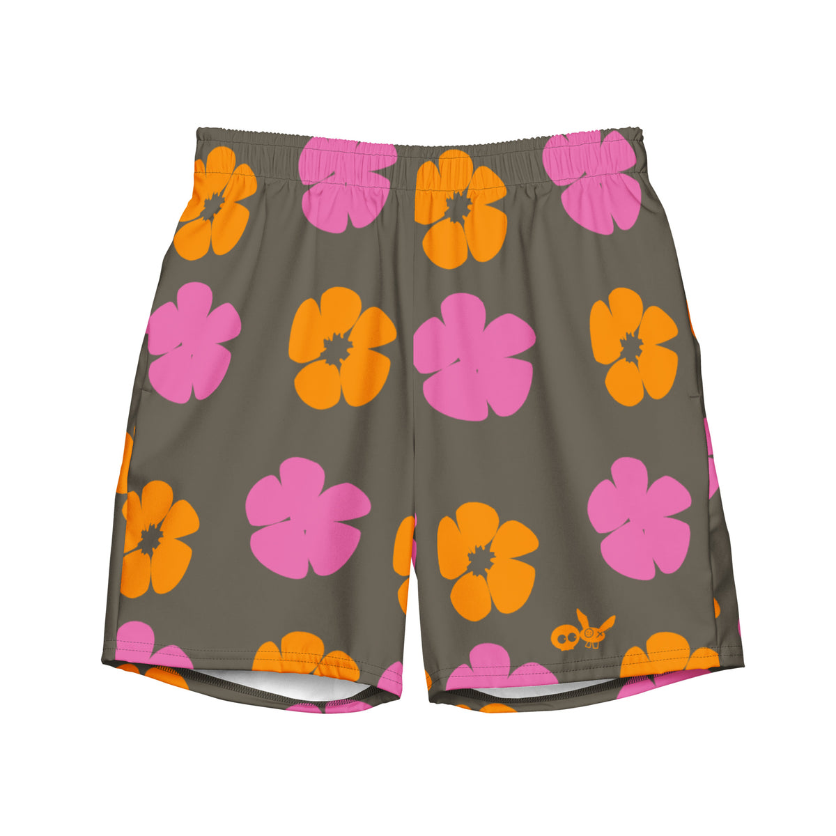 Swim &amp; Leisure Shorts, Hibiscus Flowers olive/pink/orange