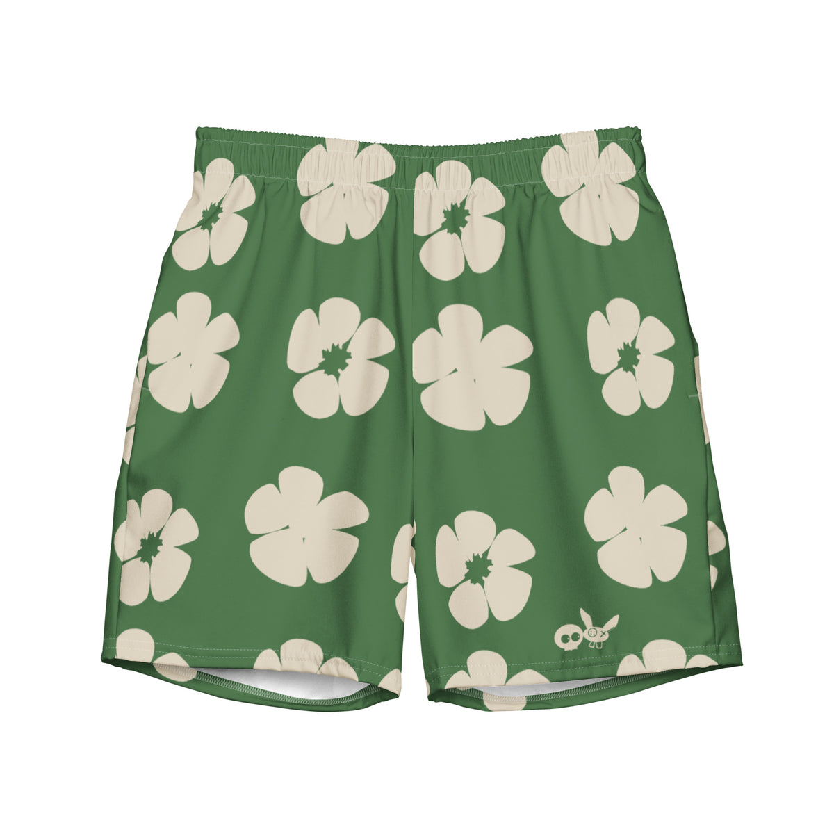 Swim &amp; Leisure Shorts, Hibiscus Flowers, forest/creme