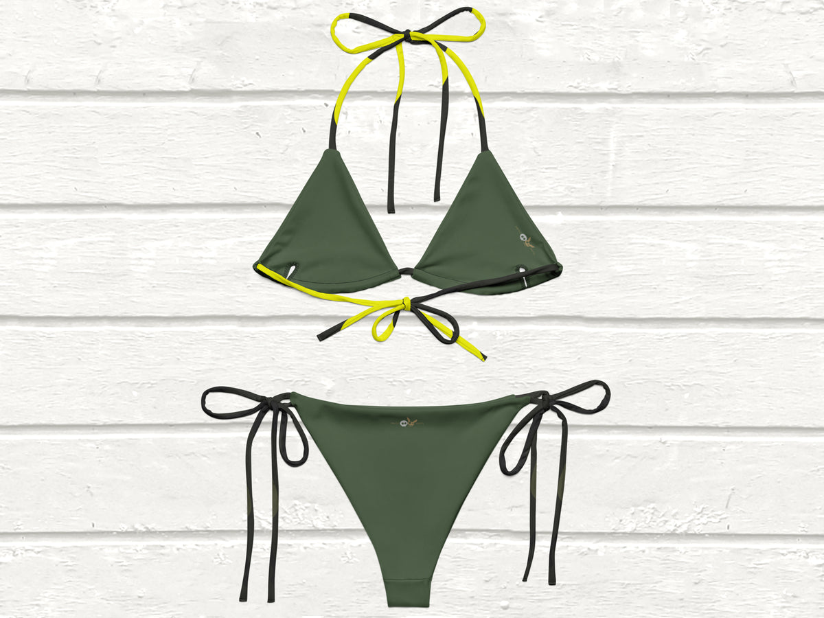 Camo-Splash String Bikini, Green/Yellow