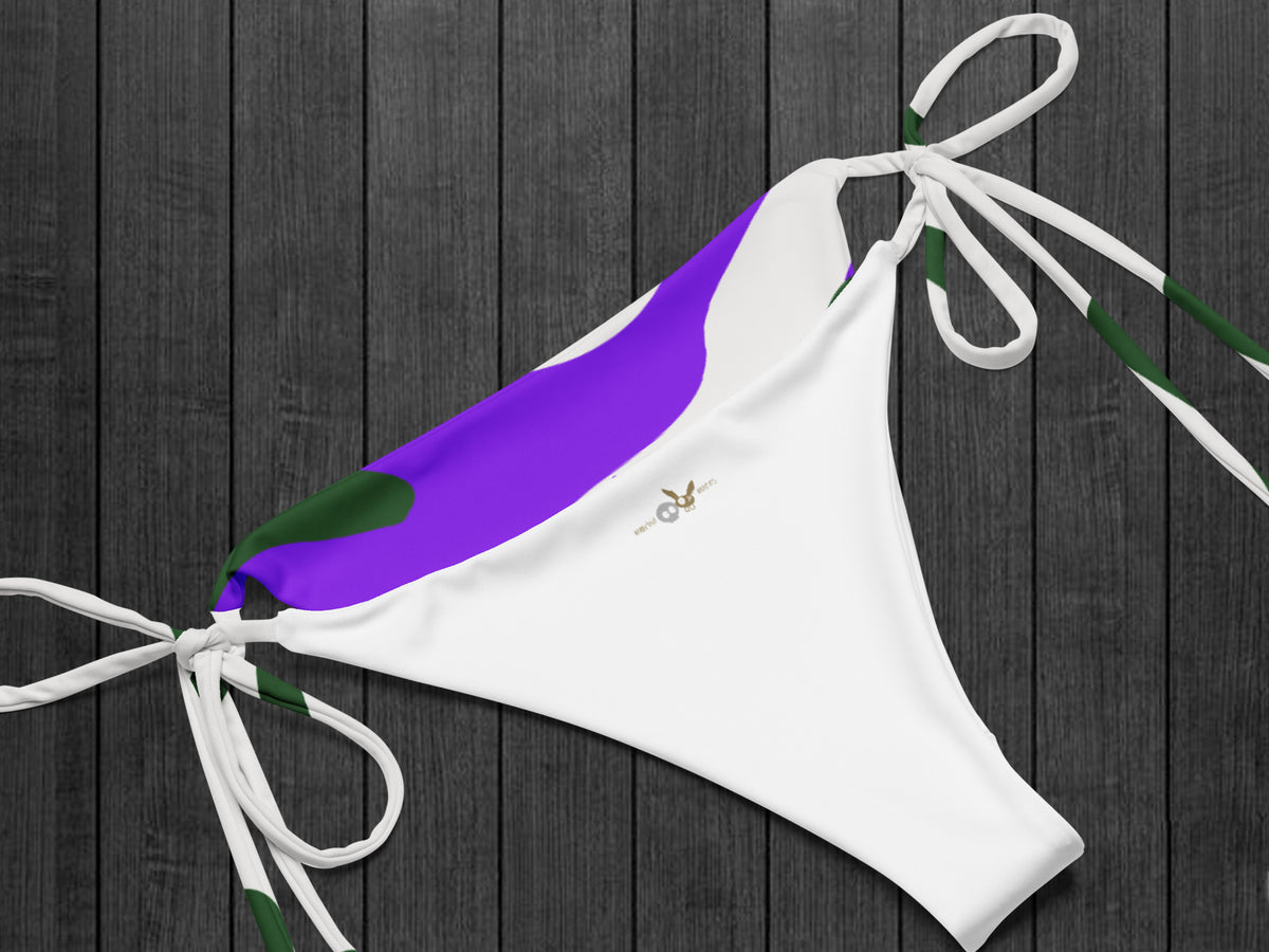 Camo-Splash String Bikini, White/Forest/Purple/Yellow