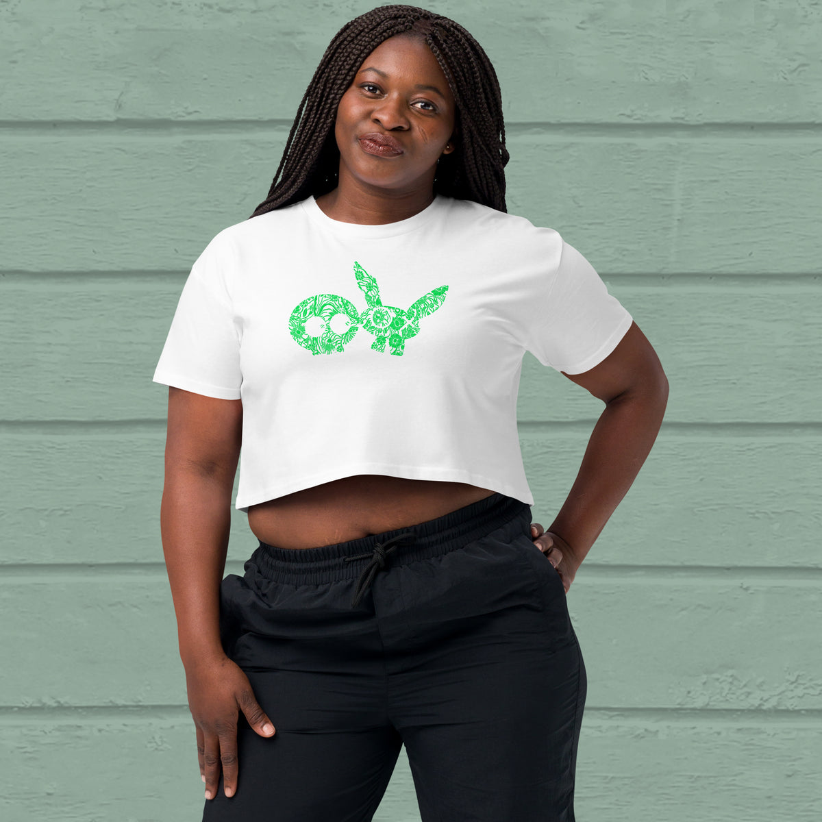 Classic Floral Crop Top, green/white