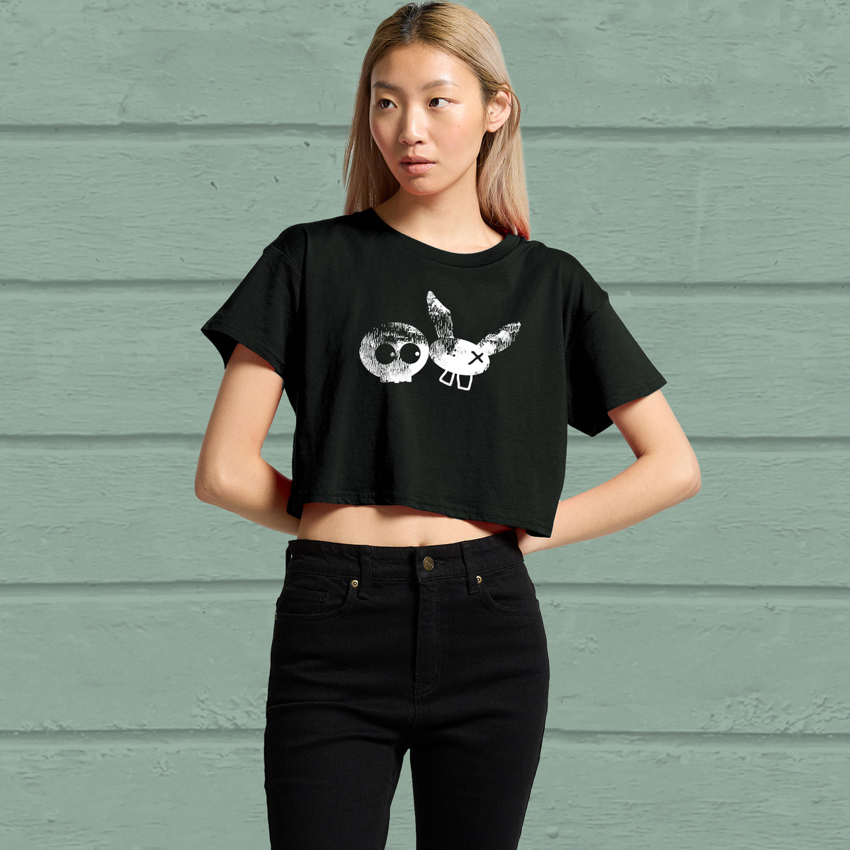 Classic Stamo Crop Top, white/black