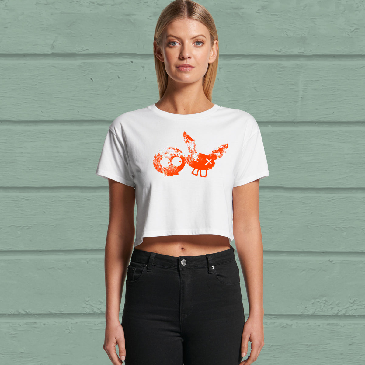 Classic Stamp Crop Top, tomato/white