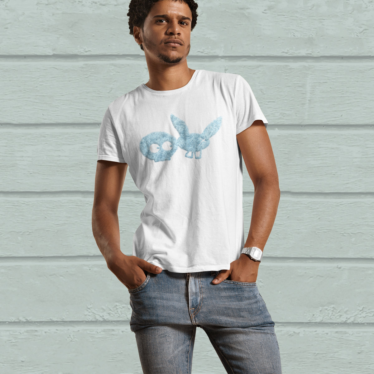 Blue Fur Print TEE