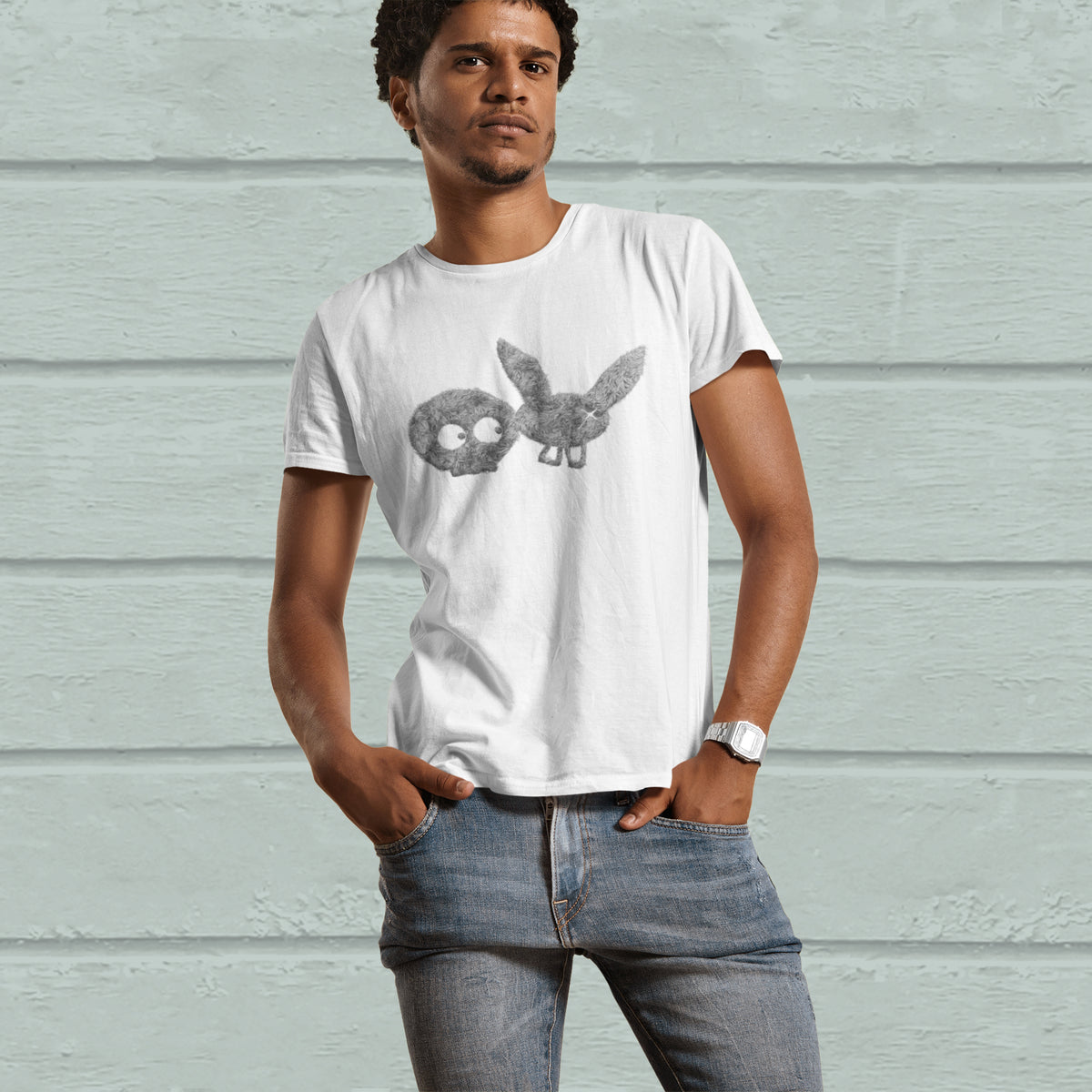 Grey Fur Print TEE