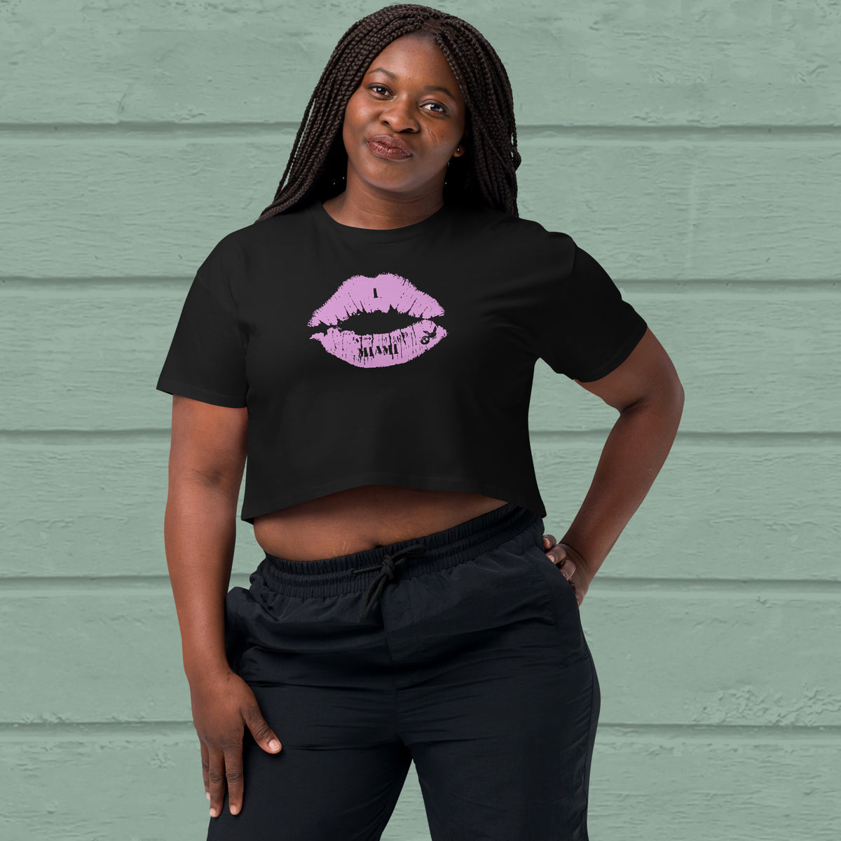 Miami Kiss Crop Top, pink/black