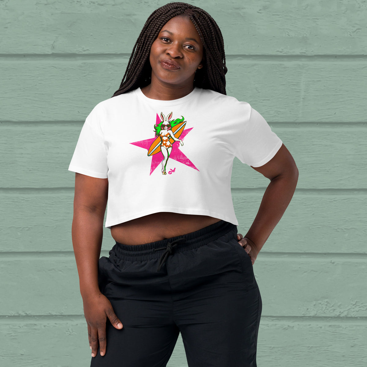 Surf Starlet Crop Top, white