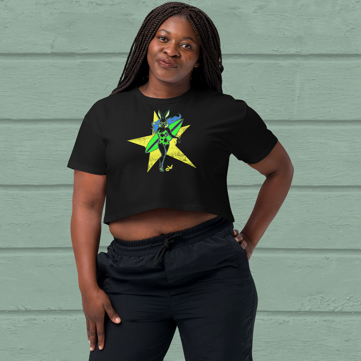 Surf Starlet Crop Top, black