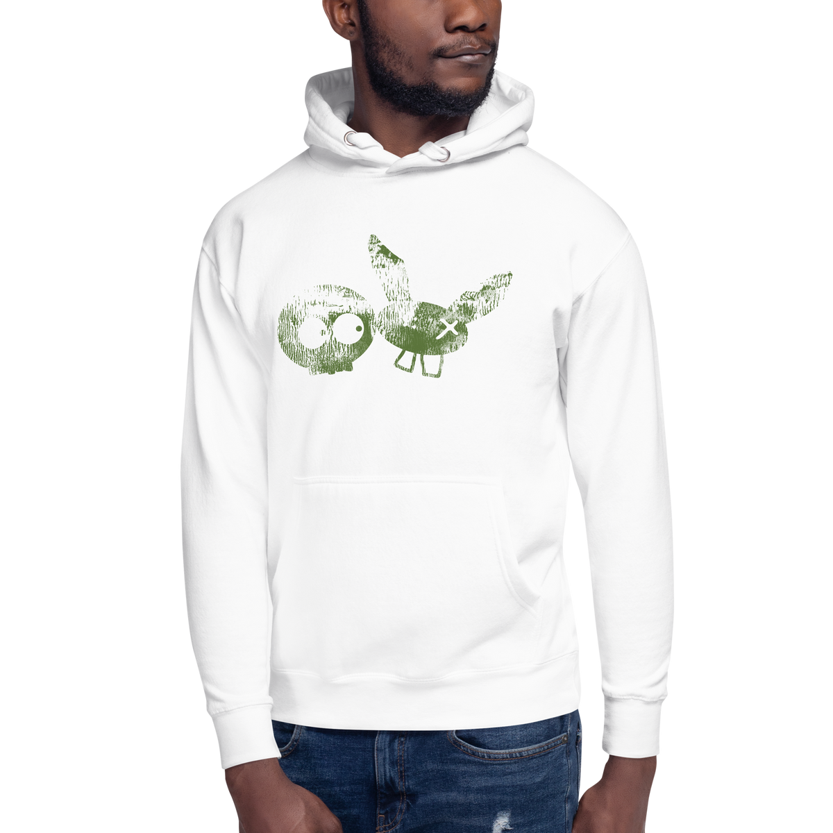 White/Olive Super Soft mm Hoodie