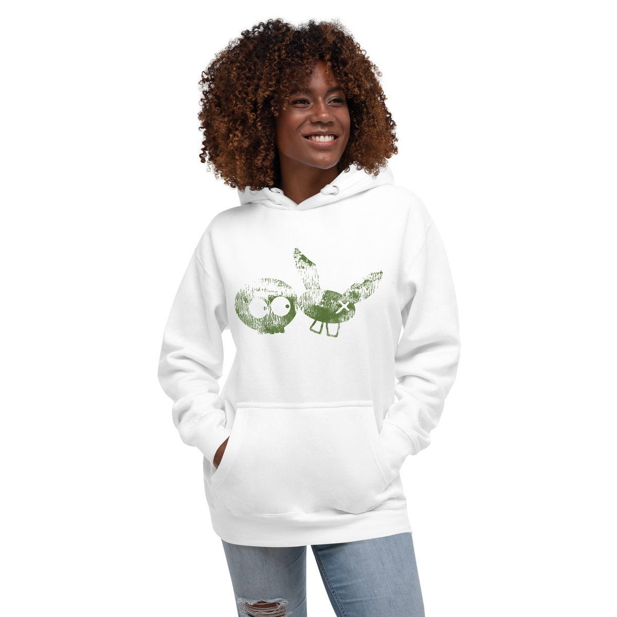 White/Olive Super Soft mm Hoodie