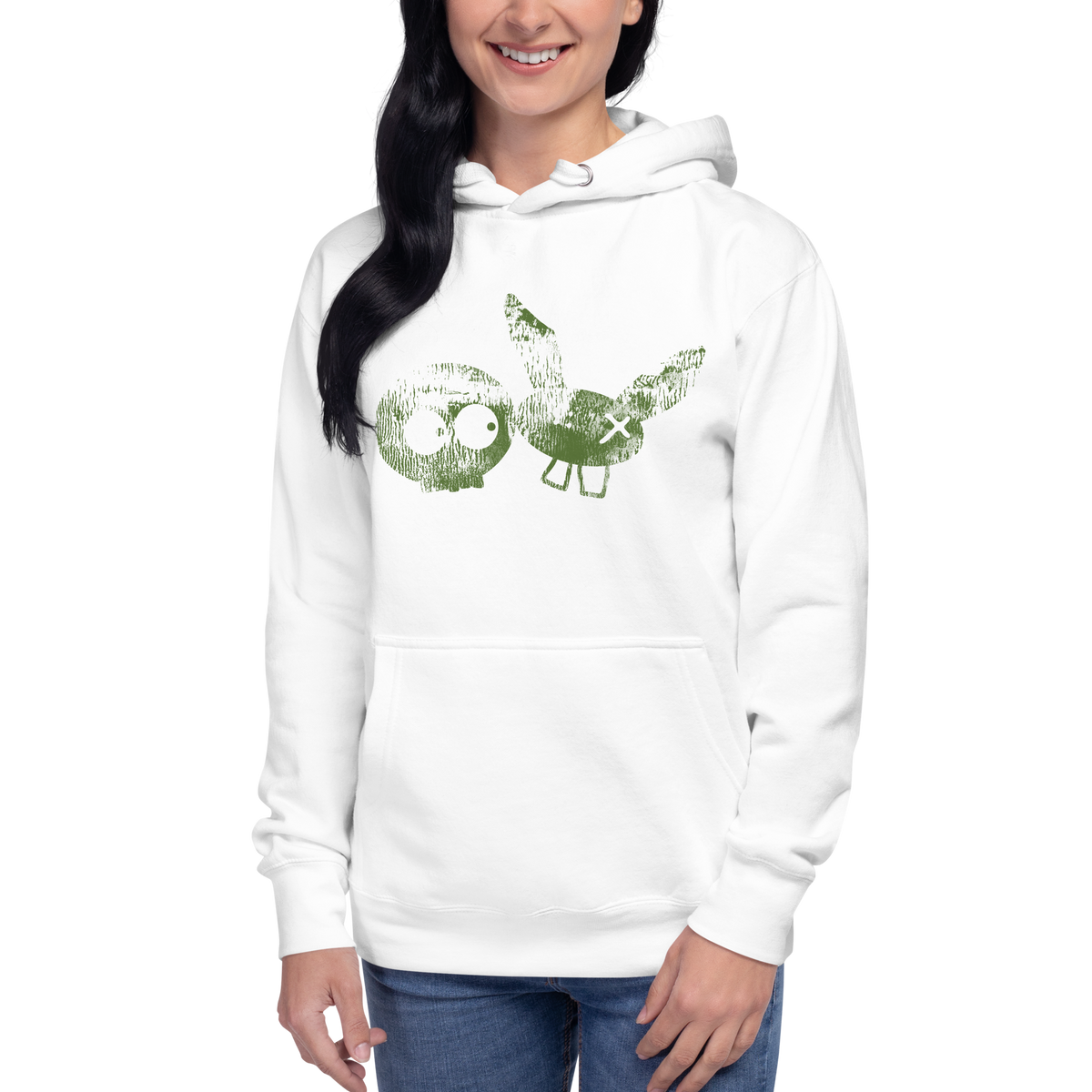 White/Olive Super Soft mm Hoodie